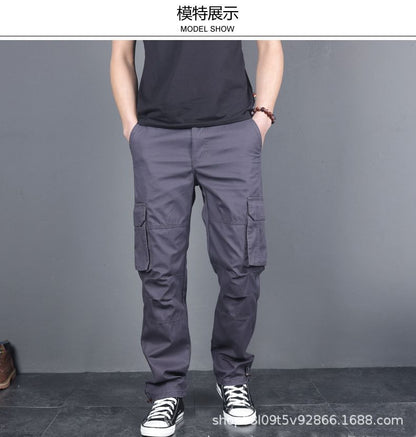 Spring and Autumn Cotton Crane Pants Foreign Trade Plus Size Pants Site Work Pants Men's Multi-Pocket Wear-Resistant Casual Pants