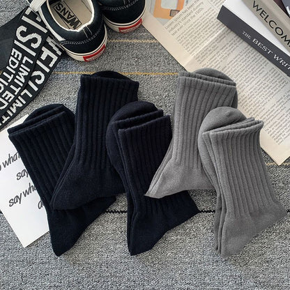 Socks Men's Autumn Spring and Autumn New Solid Color Casual All-match Sports Style Basketball Fashionable Socks Comfortable Men's Mid-tube Socks