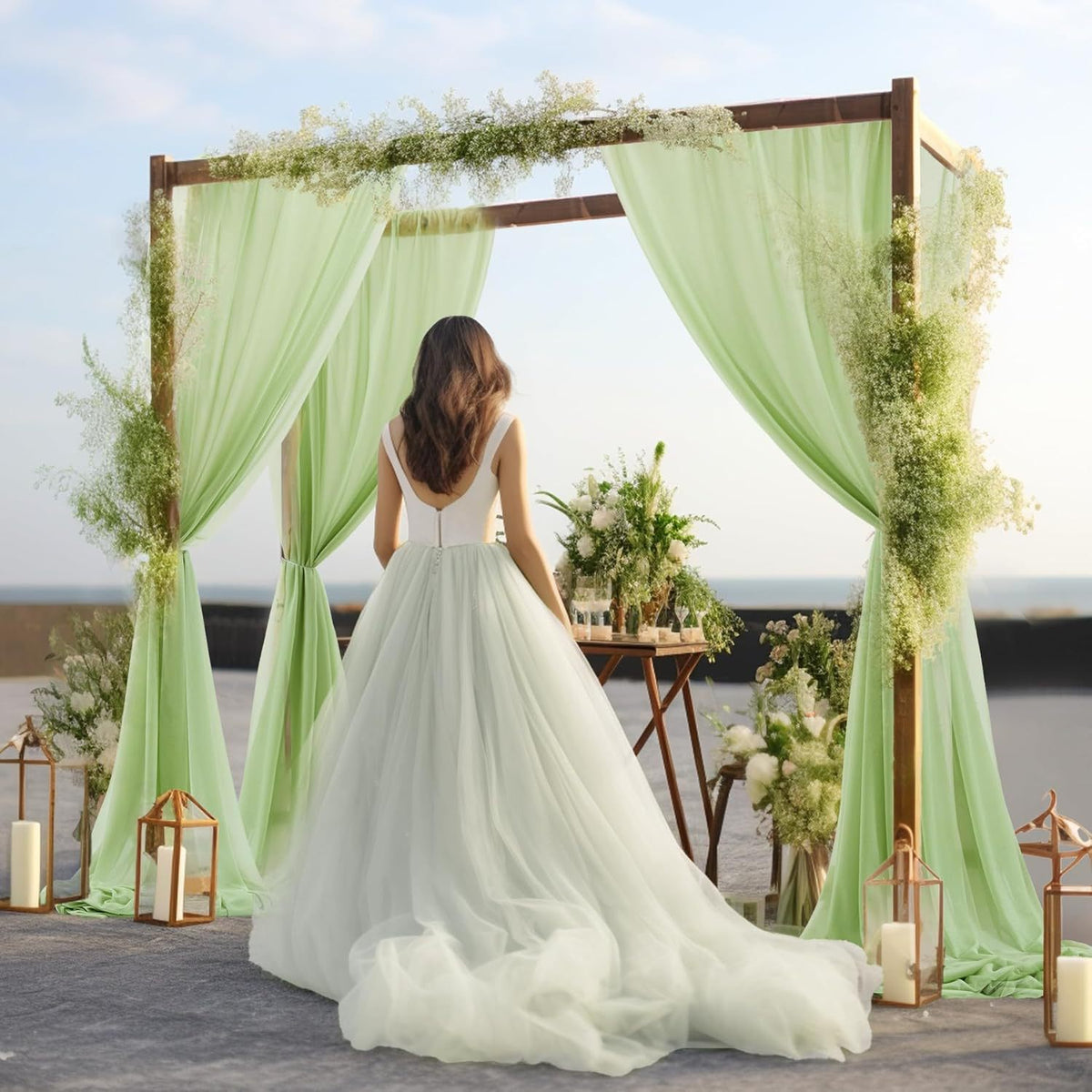 Wedding gauze curtain white gauze cross-border outdoor gauze curtain scene background decoration party wedding gauze wedding arch