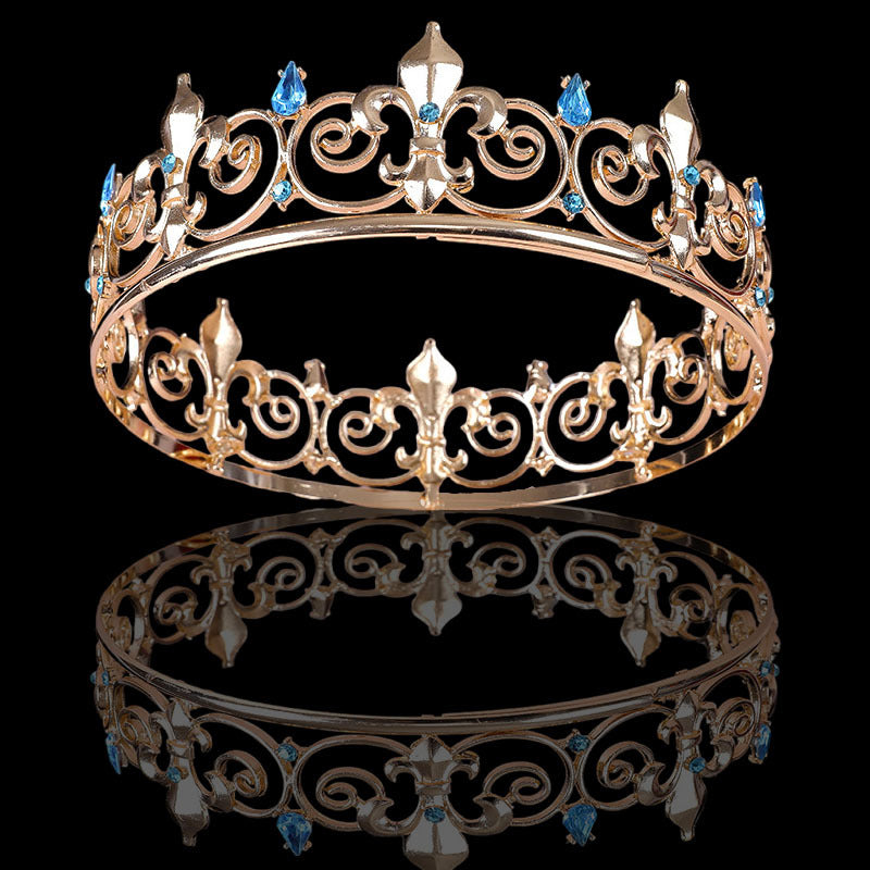 Halloween Stage Opera Performance Unisex Men Golden King Crown Headwear Adult Birthday Crown