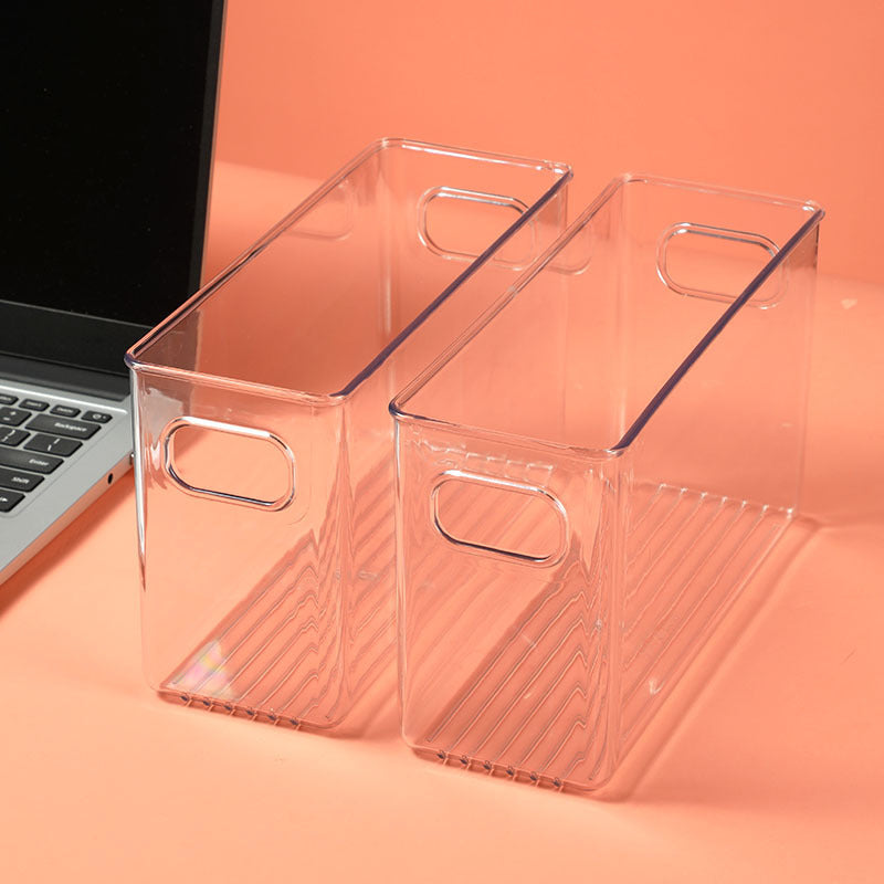 Desktop Storage Box Small Miscellaneous Stationery Sticky Notes Handbook Pencil Transparent Narrow Long Storage Storage Box