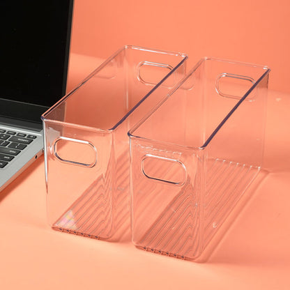 Desktop Storage Box Small Miscellaneous Stationery Sticky Notes Handbook Pencil Transparent Narrow Long Storage Storage Box