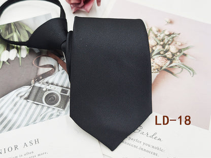 Factory In-Stock Zipper Tie Men's Formal Business 8cm Lazy Tie Red Black Striped Workplace Striped Tie