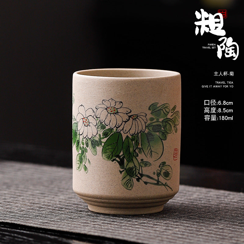 Yue Rui Healthy Large Stoneware Tea Cup Water Cup Ceramic Cup 180ml Pottery Cup Straight Bucket Cup Japanese Retro Cup