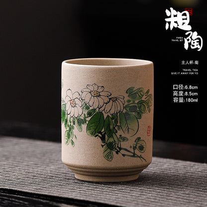 Yue Rui Healthy Large Stoneware Tea Cup Water Cup Ceramic Cup 180ml Pottery Cup Straight Bucket Cup Japanese Retro Cup