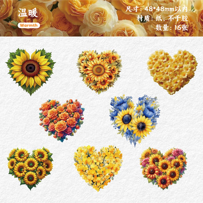 Retro Story Heart Flower Series Stickers Love Heart Floral Pet Journal Decoration Versatile Background Scenery Sticker Pack