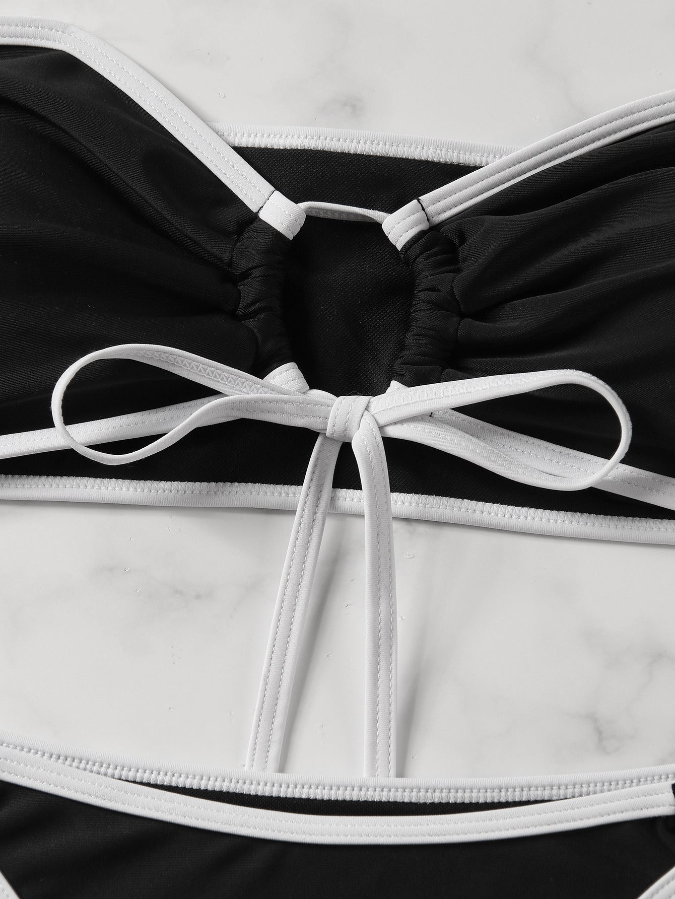 European and American Style Sexy Bandeau Bikini Swimsuit for Women, Solid Color with Chest Pads, Simple Cross-Border Two-Piece Swimsuit