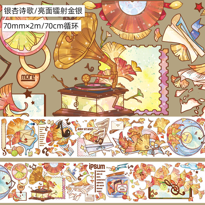 New pet Journal tape flower special material autumn letter simple full roll material shell optical flow hemp Journal tape