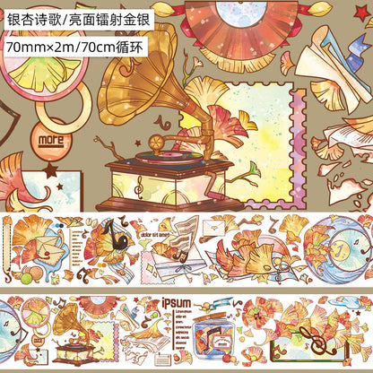 New pet Journal tape flower special material autumn letter simple full roll material shell optical flow hemp Journal tape