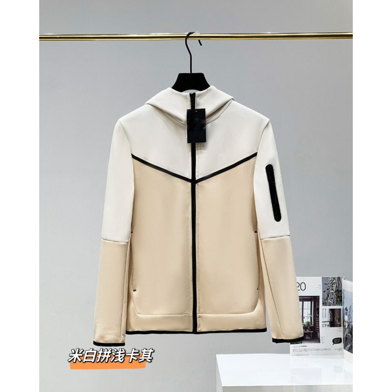 2024 Spring and Autumn Casual Sports Cotton Air Layer Hooded Zipper Cardigan Men's Jacket 490 Coat