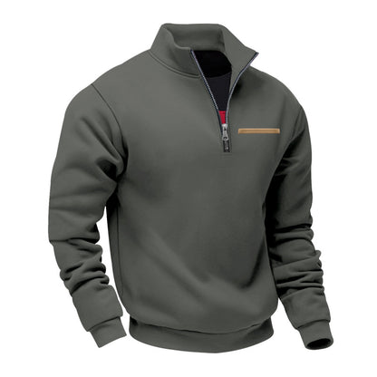 Cross-Border American Style Autumn and Winter Heavyweight Fleece Long-Sleeve Men's Sweatshirt with Half-Zip, Loose Fit, Stand Collar, Pullover Men's Sweatshirt