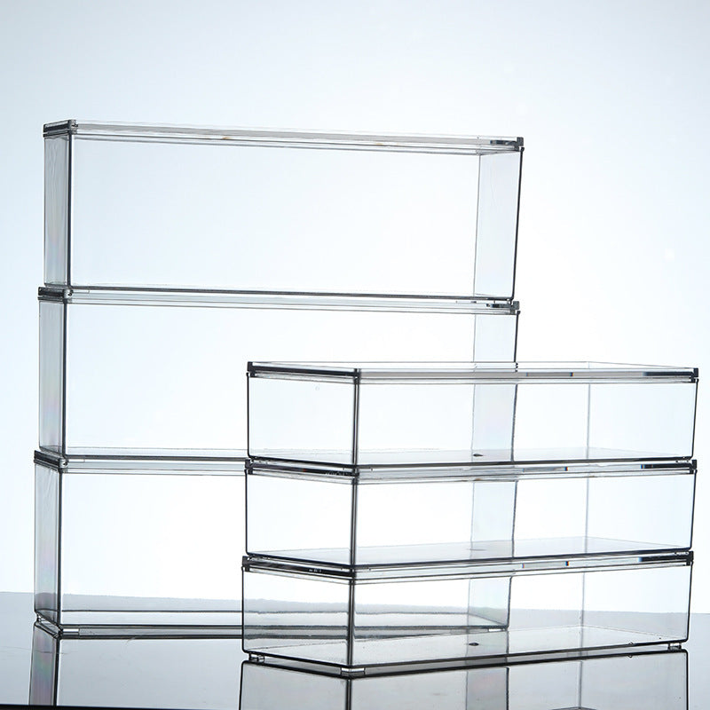 Desktop Storage Box with Lid Flip-Top Rectangular Transparent Acrylic Storage Box Kitchen Cosmetics Sundry Work Station