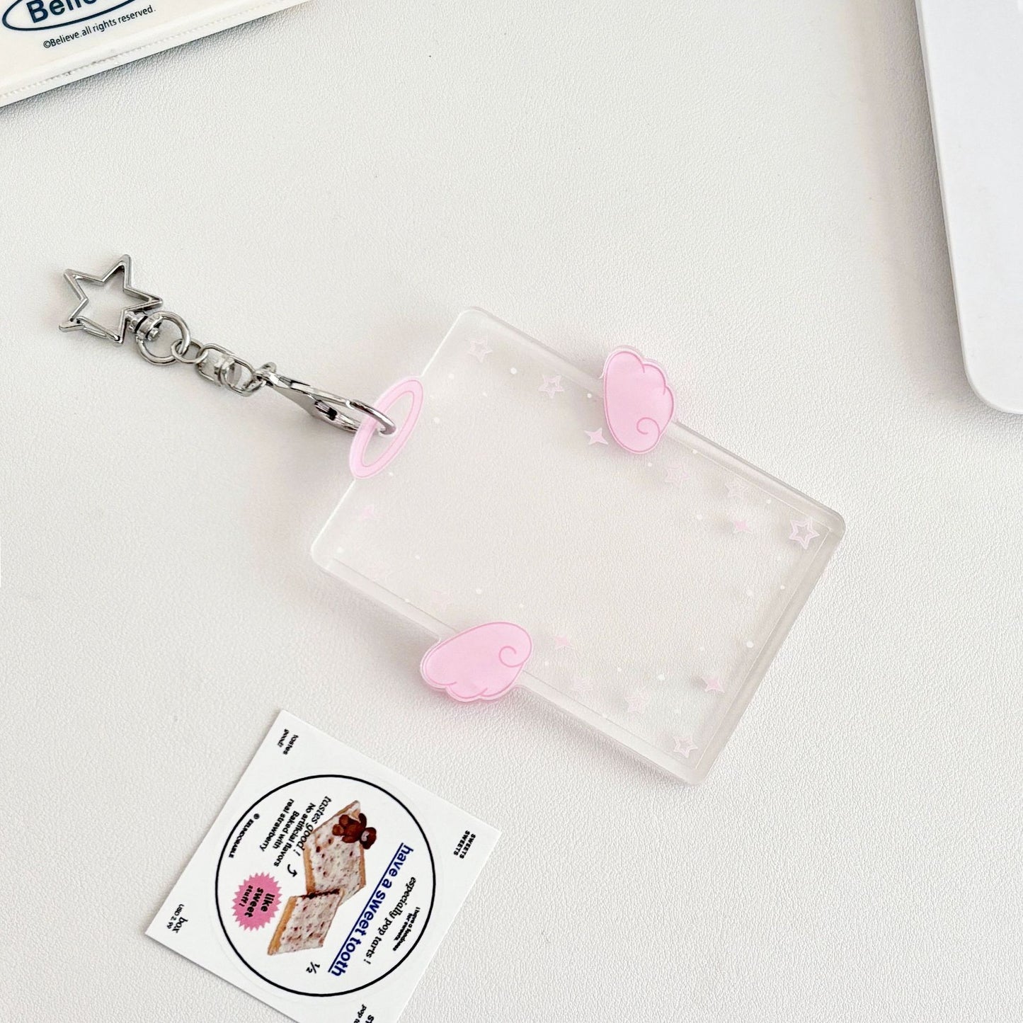Original Ins Wind Wings Star Small Card Cover Acrylic Hard Card Cover Angel Small Card Card Card Card Card Film Card Cover