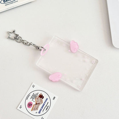 Original Ins Wind Wings Star Small Card Cover Acrylic Hard Card Cover Angel Small Card Card Card Card Card Film Card Cover