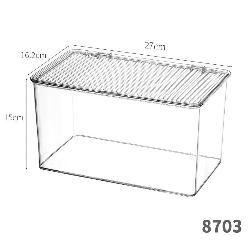 Storage Box PET Transparent Acrylic Rectangular Cosmetic Station Snack Kitchen Sundries Storage Box with Lid