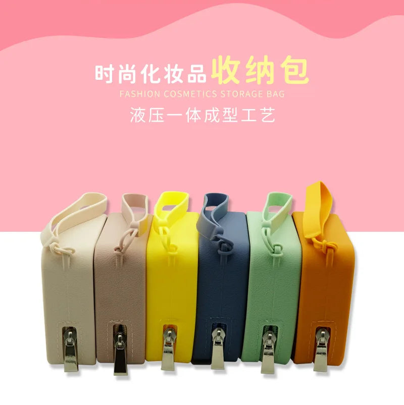 Square Silicone Makeup Storage Box Coin Purse Light Luxury Storage Multi-Purpose Small Closed Portable Storage Bag