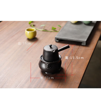 Yuerui New Rustic Pottery Constant Temperature Alcohol Tea Brewing Pot Set with Handle, Balcony Tea Brewing Stove Complete Set Wholesale Pottery