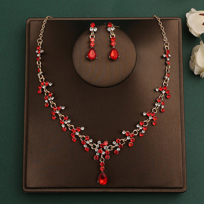 Korean Bride Necklace Earrings Two-piece Decorations Wedding Yarn Wedding Jewelry Wedding Accessories Dance Studio