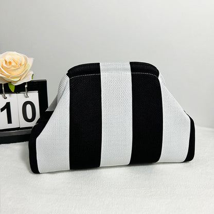 Cross-Border Dropshipping Knitted Bag Striped Clutch Bag for Women Fly-Knit Cloud Versatile Stylish Portable Makeup Bag Large Capacity