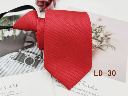 Factory In-Stock Zipper Tie Men's Formal Business 8cm Lazy Tie Red Black Striped Workplace Striped Tie