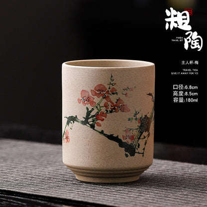 Yue Rui Healthy Large Stoneware Tea Cup Water Cup Ceramic Cup 180ml Pottery Cup Straight Bucket Cup Japanese Retro Cup