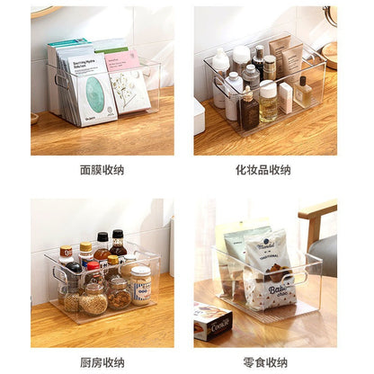 Desktop Storage Box Small Miscellaneous Stationery Sticky Notes Handbook Pencil Transparent Narrow Long Storage Storage Box
