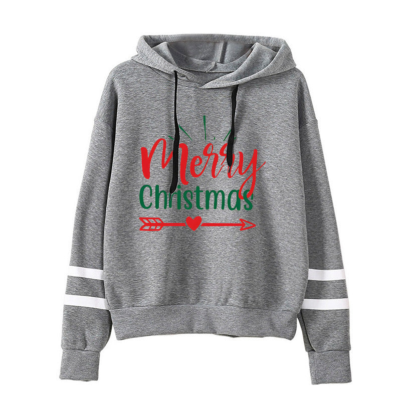 Amazon Cross-border European and American Christmas Merry Christmas Printed Hooded Sweatshirt Autumn and Winter Coat