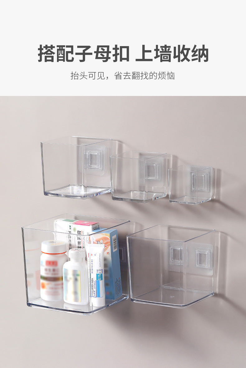 Desktop Storage Box Square Transparent Acrylic Flower Pot Sundries Cosmetics Stationery Notes Kitchen Workstation Height
