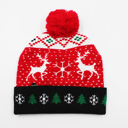 Korean Internet Celebrity Style Snowflake Christmas Hat, Warm and Cold-Proof Women's Knitted Hat with Pom-Pom, Ear-Protecting Yarn Hat, Light Luxury Style