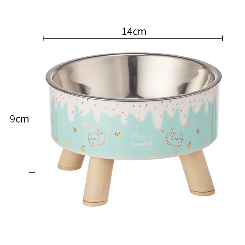 Pet Bowl Anti-overturning Cat Bowl Pet Stainless Steel Dog Bowl Cat Neck Protection High Foot Bowl Dog Food Utensils Cross-border New
