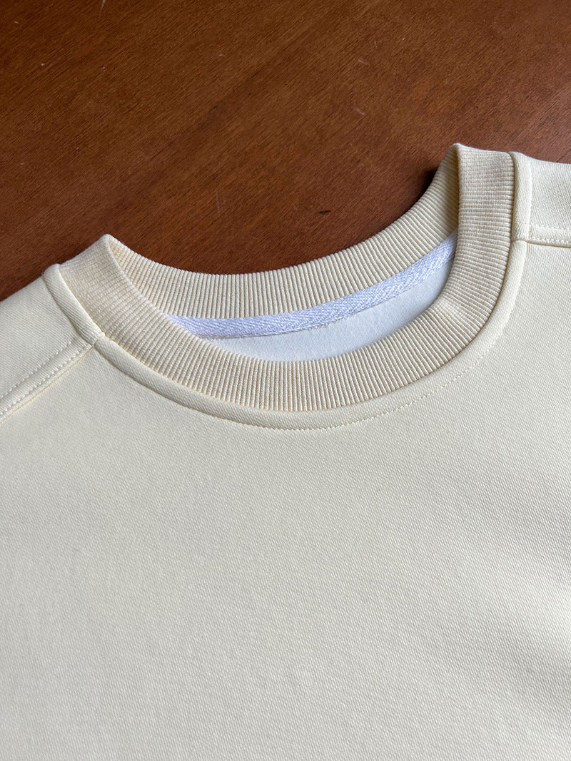 Luxi Simple Profile Loose BF Solid Color Lazy Pullover Sweatshirt Women's ins Letter Embroidered Long-sleeved Top 2267
