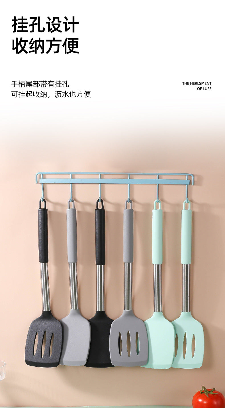 Silicone Frying Shovel Non-Stick Pan Frying Fish Shovel Leakage Shovel Household Kitchen Cooking Tools All-in-One Silicone Slant Leakage Shovel