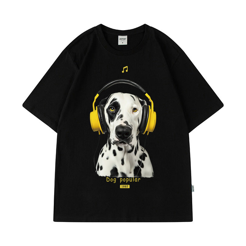 Cross-Border Short-Sleeved T-Shirts for Boys and Girls Hong Kong Style Casual Cartoon Hip-Hop Pet Dog Tops Summer Half-Sleeved Versatile Tops