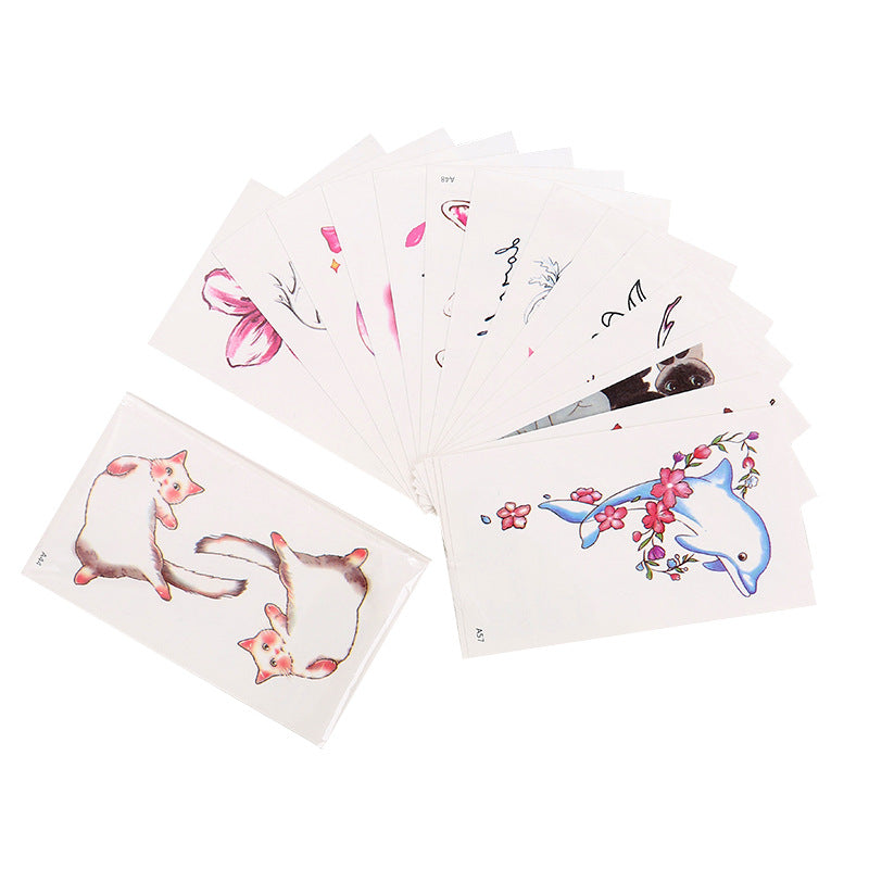 Wholesale small fresh tattoo stickers South Korea tattoo flowers eyebrow butterfly English cartoon face tattoo stickers 60