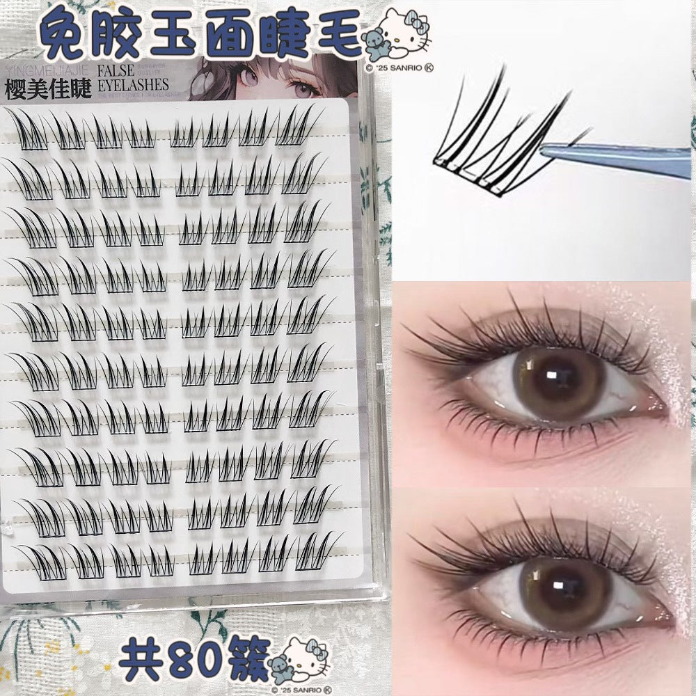 Yingmeijia Eyelashes Glue-Free Jade-Faced Little Fox False Eyelashes Ancient Style Natural Thick Oblique Segmented False Eyelashes Pure Desire
