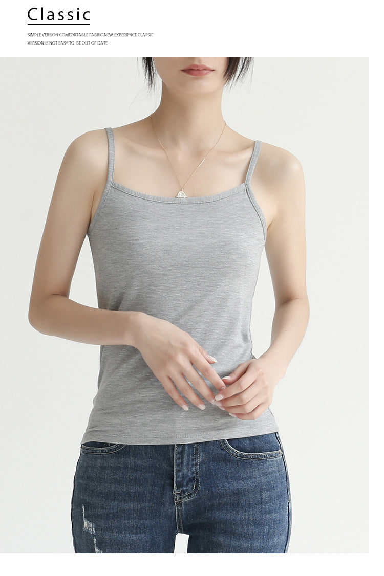 Factory Direct Sales Spring and Summer Versatile Camisole Women's Simple Solid Color Slim Elastic Bottoming Shirt Wholesale Dropshipping