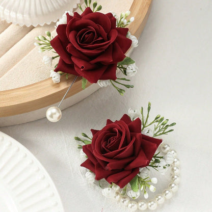 Amazon cross-border new rose wrist flower corsage bridesmaid sister group decorative flower forest wrist flower manufacturers