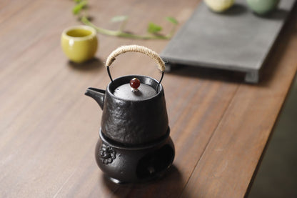 Yuerui New Rustic Pottery Constant Temperature Alcohol Tea Brewing Pot Set with Handle, Balcony Tea Brewing Stove Complete Set Wholesale Pottery