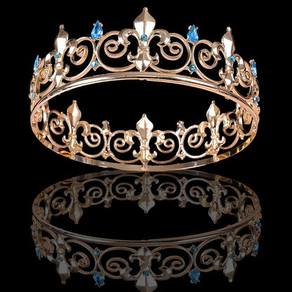 Halloween Stage Opera Performance Unisex Men Golden King Crown Headwear Adult Birthday Crown
