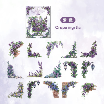 Carefully Selected Retrostory Corner Stickers Ins Style Flower Collage DIY Border Handbook Landscaping Decoration Material Stickers