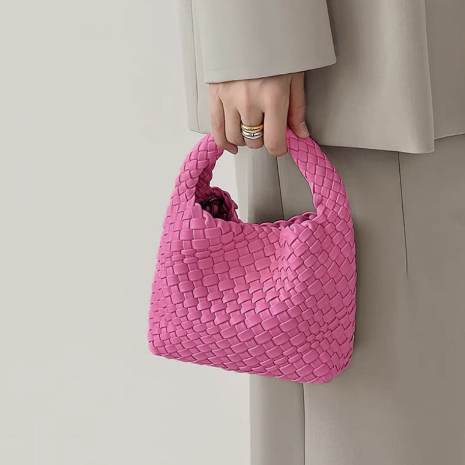 PU handmade woven bag summer high-end niche design women's bag handbag shoulder bag vegetable basket Ins bag