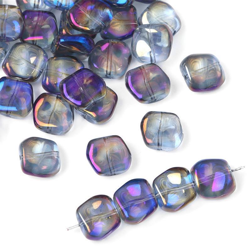 Glass color-plated oblique crystal beads antique diy handmade hairpin necklace material accessories cross-border a generation of hair