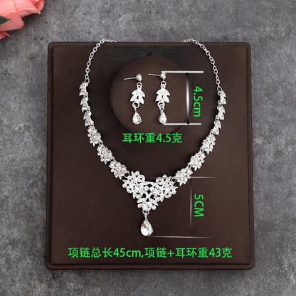 Korean Bride Necklace Earrings Two-piece Decorations Wedding Yarn Wedding Jewelry Wedding Accessories Dance Studio