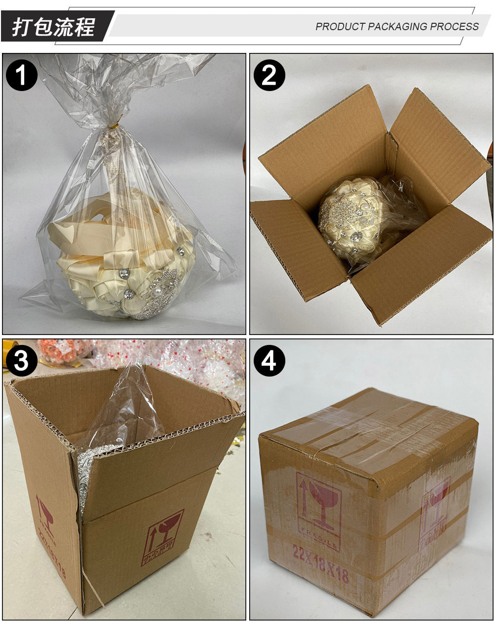 Amazon Supply Dark Green Bride Bridesmaid Simulated Satin Rose Bouquet Church Wedding Supplies Wholesale