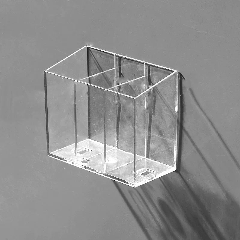 Desktop Wall Hanging Storage Box with Transparent Acrylic Cosmetics Bathroom Stationery Station Kitchen Storage Rack Bedside