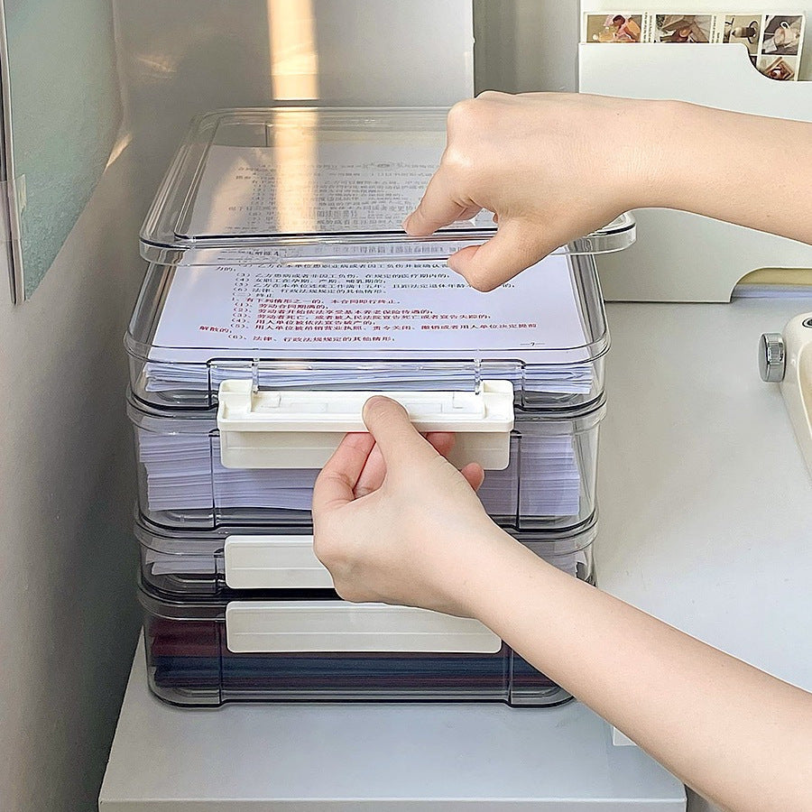 Paper storage and organizing artifact large capacity transparent plastic household registration book junior high school graduation certificate a4 file storage box