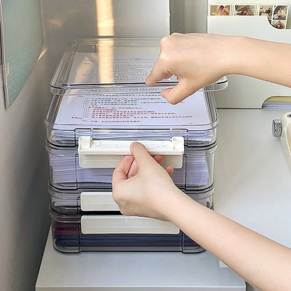 Paper storage and organizing artifact large capacity transparent plastic household registration book junior high school graduation certificate a4 file storage box