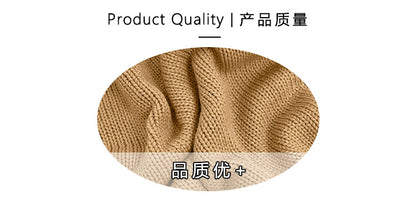 European and American Export Yellow Retro Style Thick Knitted Round Neck Sweater Women's Loose Lantern Sleeve Lazy Autumn and Winter Pullover Top