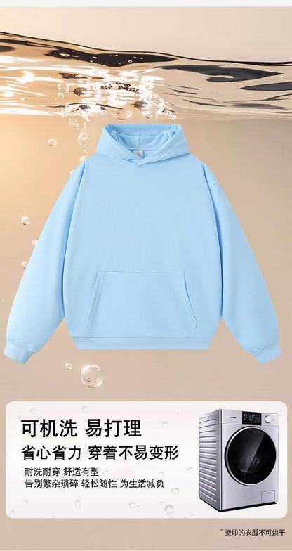 New Style Couple's Loose-Fitting Round-Neck Hooded Sweatshirt, Long-Sleeved Sweatshirt, Heavyweight Pure Cotton 400g Hoodie with Printed Logo