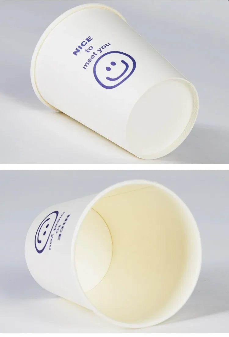 Disposable Paper Cups with Cute Cartoon Patterns for Commercial, Office, and Home Use, Food-Grade, 250ml, Thickened